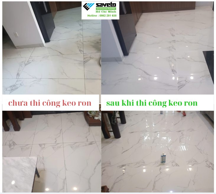 Trước và sau thi công keo ron gạch marble